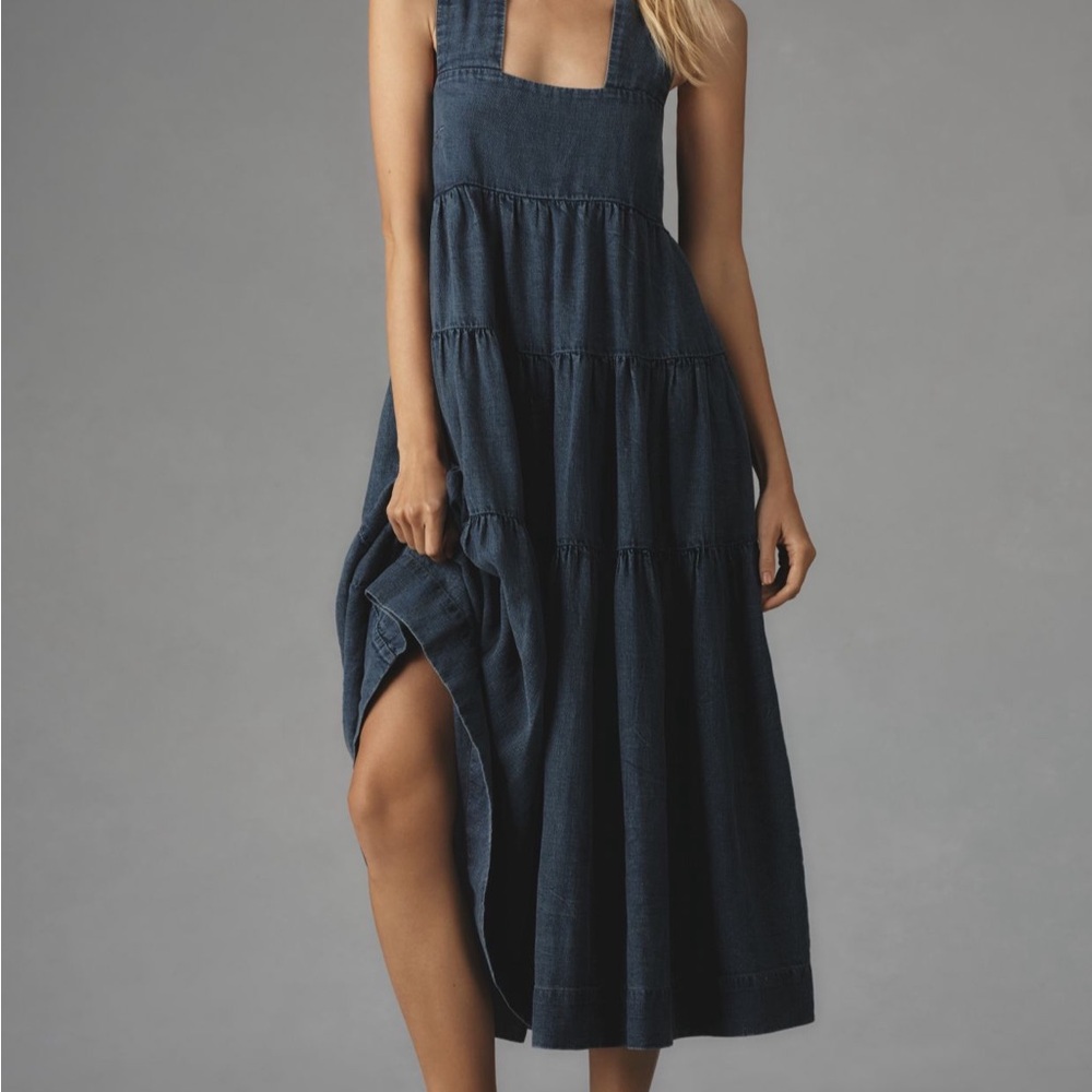 Stylish Dark Blue Maxi Dress by Anthropologie